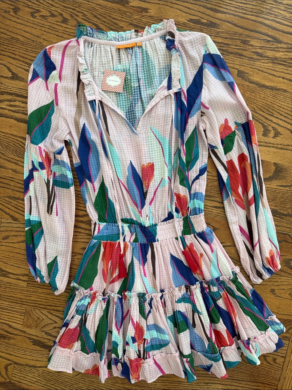 NWT Oliphant Long-sleeved Mini Dress Tassels Size XS